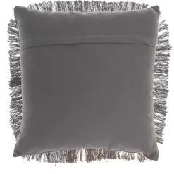 Charcoal Diamond Fringe Throw Pillow
