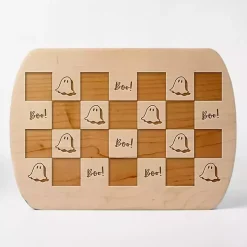 Checkered Ghost Maple Halloween Cutting Board