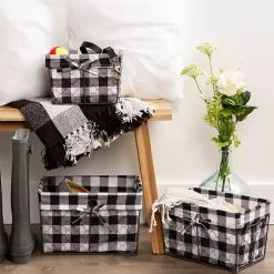 Chicken Wire and Buffalo Check Baskets, Set of 3