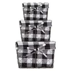 Chicken Wire and Buffalo Check Baskets, Set of 3