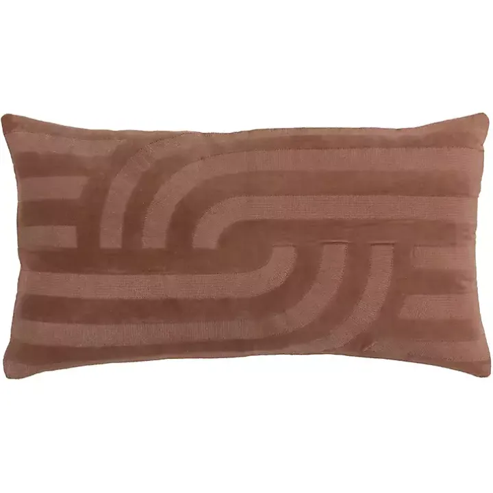 Chocolate Velvet Abstract Stripe Lumbar Pillow