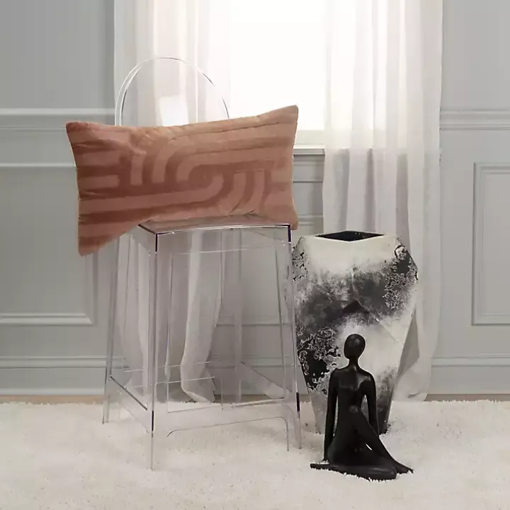 Chocolate Velvet Abstract Stripe Lumbar Pillow