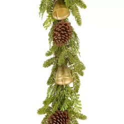 Christmas Bells Pine Garland with Pinecones, 6 ft.