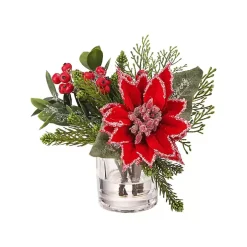 Christmas Poinsettia & Pine Faux Water Arrangement