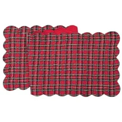 Christmas Red Plaid Scalloped Table Runner