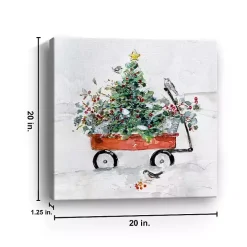Christmas Tree in Red Wagon Canvas Art Print