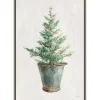 Christmas Tree Metal Pail Framed Canvas Art Print