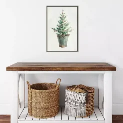 Christmas Tree Metal Pail Framed Canvas Art Print