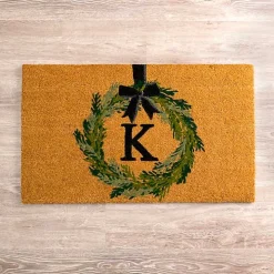 Christmas Wreath Monogram K Doormat