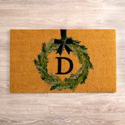 Christmas Wreath Monogram D Doormat