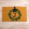 Christmas Wreath Monogram J Doormat