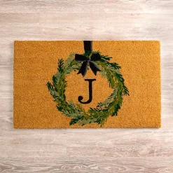 Christmas Wreath Monogram J Doormat