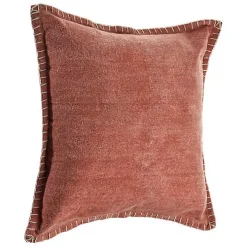 Clay Stitched Flange Velvet Throw Pillow