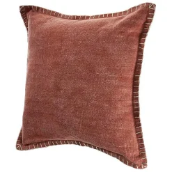 Clay Stitched Flange Velvet Throw Pillow