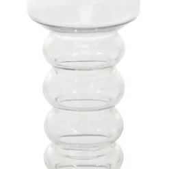 Clear Blown Glass Curved 3-pc. Candle Holder Set