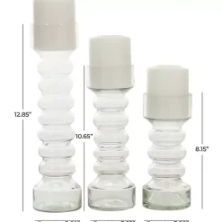 Clear Blown Glass Curved 3-pc. Candle Holder Set