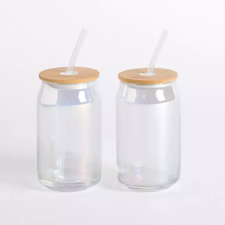 Clear Glass Can Tumblers, Set of 2