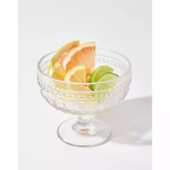 Clear Textured Coupe Glasses, Set of 4