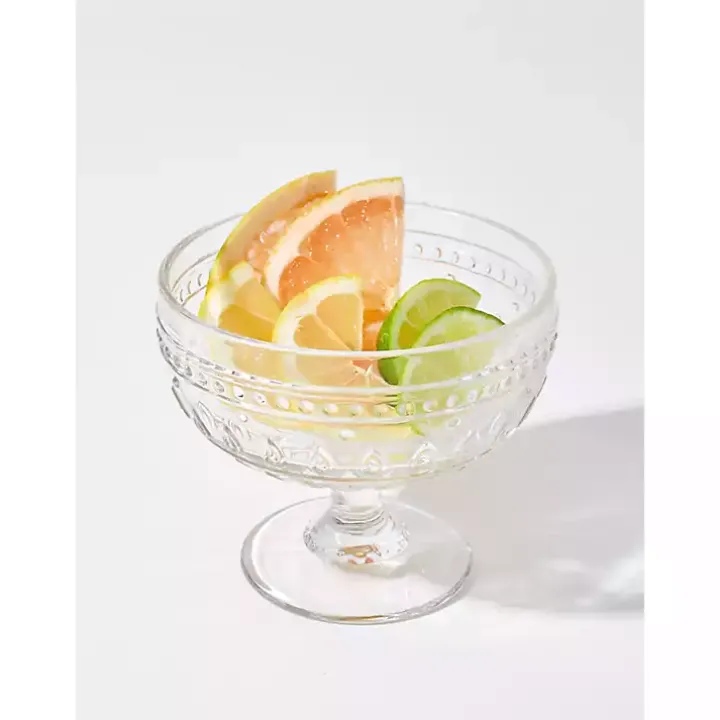 Clear Textured Coupe Glasses, Set of 4