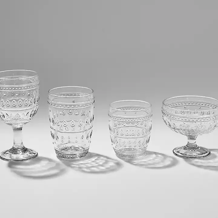 Clear Textured Old Fashioned Glasses, Set of 4