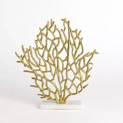 Coastal Gold Coral Statue with Marble Base