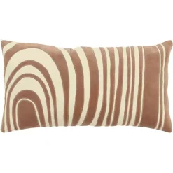 Cocoa and Natural Wave Lumbar Pillow