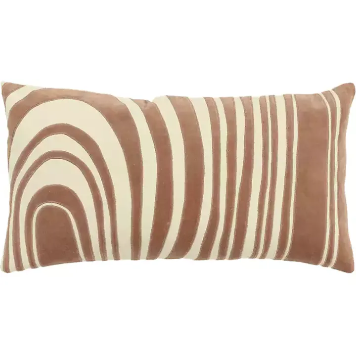 Cocoa and Natural Wave Lumbar Pillow