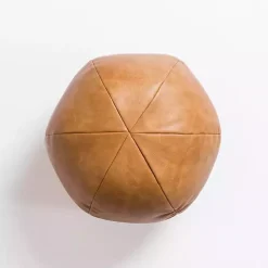 Cognac Faux Leather Sphere Pillow