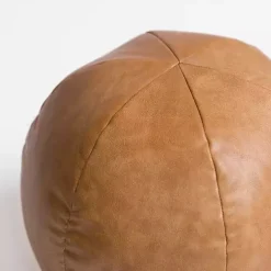 Cognac Faux Leather Sphere Pillow