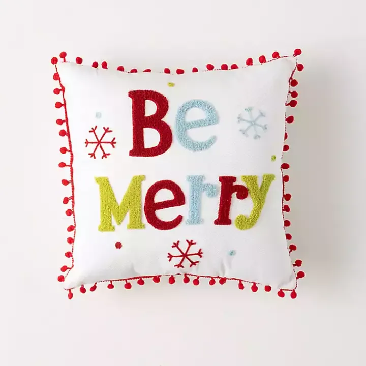 Colorful Be Merry Christmas Pillow
