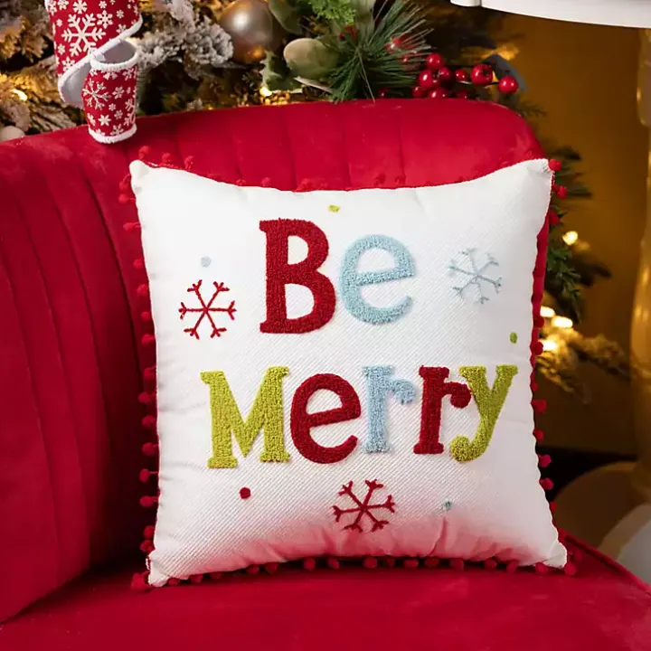 Colorful Be Merry Christmas Pillow
