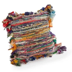 Colorful Striped Shabby Chic Throw Pillow