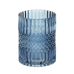 Cool Blue Textured Glass Vase, 8 in.