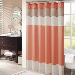 Coral Colorblock Silky Shower Curtain