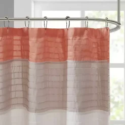 Coral Colorblock Silky Shower Curtain
