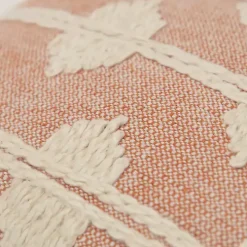 Coral Heathered Embroidered Diamond Throw Pillow