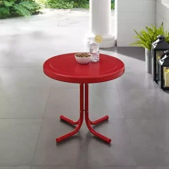 Coral Red Metal Outdoor Side Table