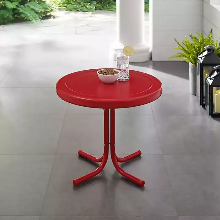 Coral Red Metal Outdoor Side Table