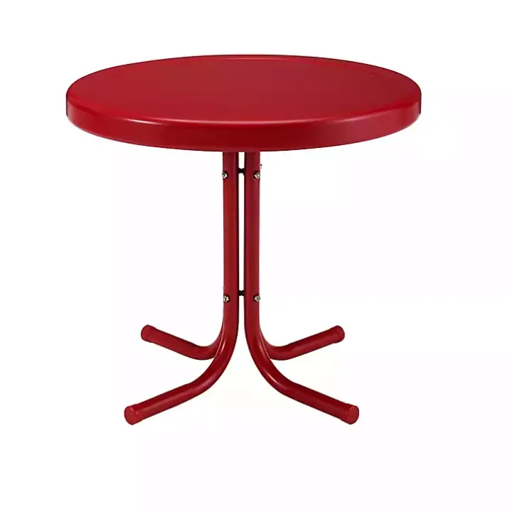 Coral Red Metal Outdoor Side Table