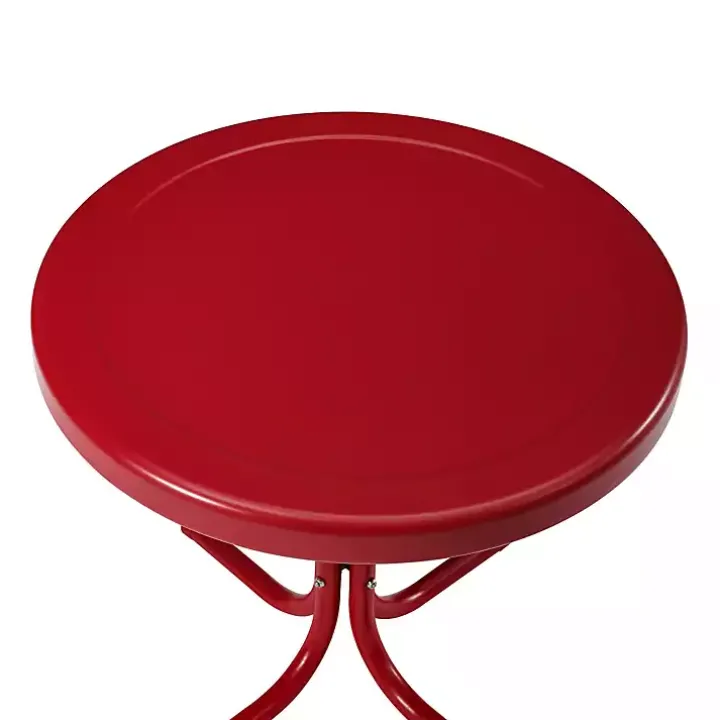 Coral Red Metal Outdoor Side Table