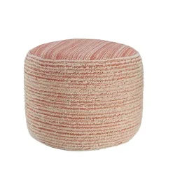 Coral Tropical Textured Distressed Pouf