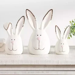 Crackle Finish Bunny Heads, Set of 3