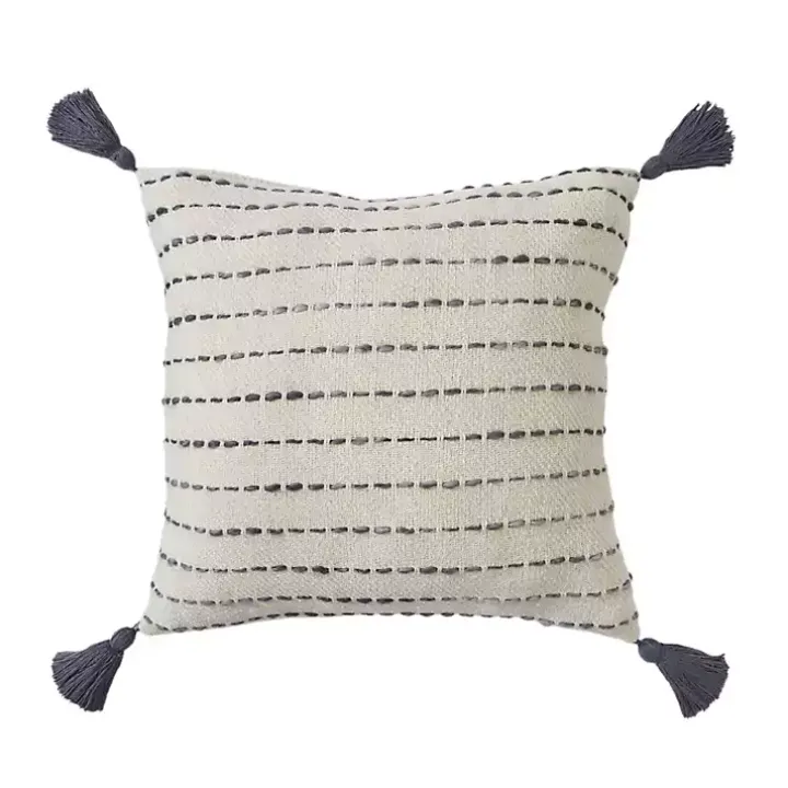 Cream & Navy Ombre Dash Throw Pillow