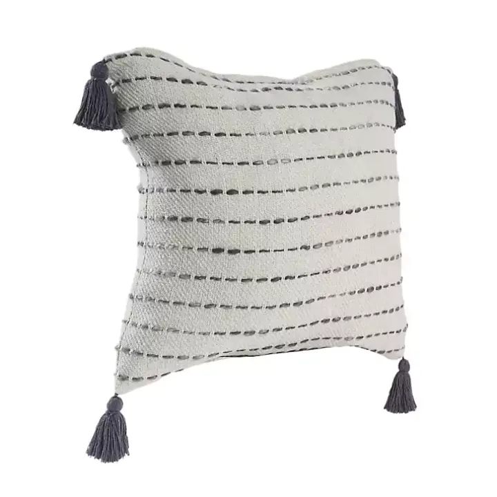 Cream & Navy Ombre Dash Throw Pillow