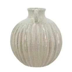 Cream Drip Ceramic Vase with Handles, 9 in.