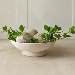 Cream Paper Mache Footed Decorative Bowl