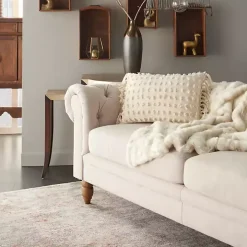 Cream Textured Poms Lumbar Pillow