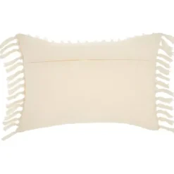 Cream Textured Poms Lumbar Pillow