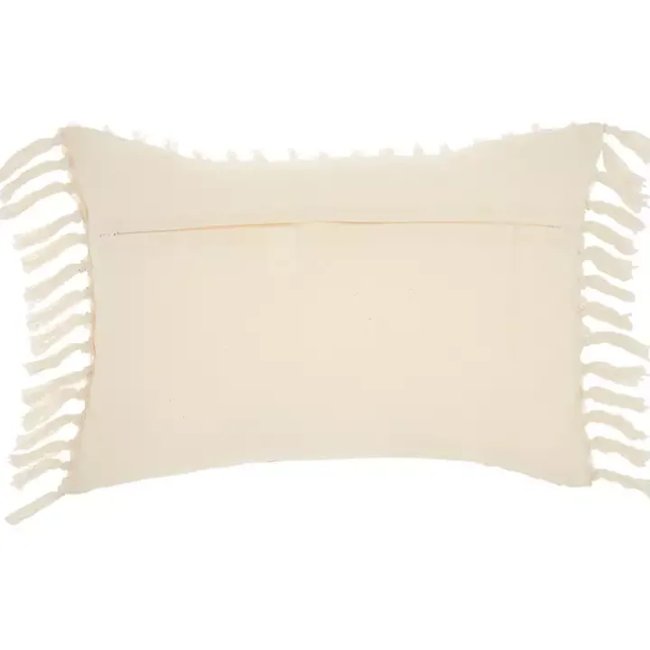 Cream Textured Poms Lumbar Pillow