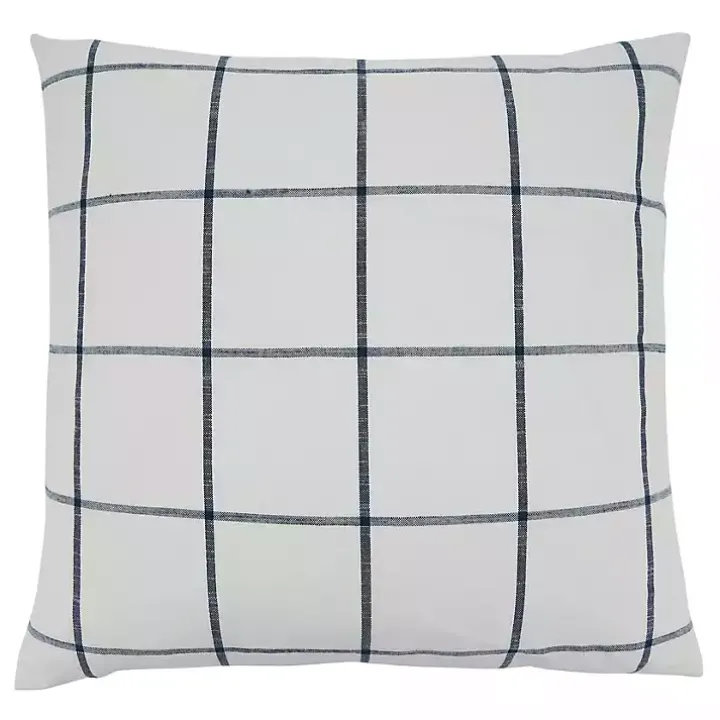 Cream White Large Checked Throw Pillow